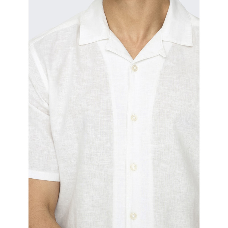 ONLY & SONS Caiden S/S Hør Skjorte - Hvid
