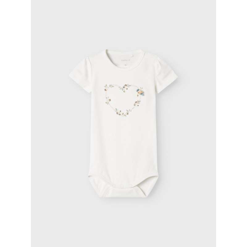 NAME IT BABY Hillie S/S Bodystocking - Bright White