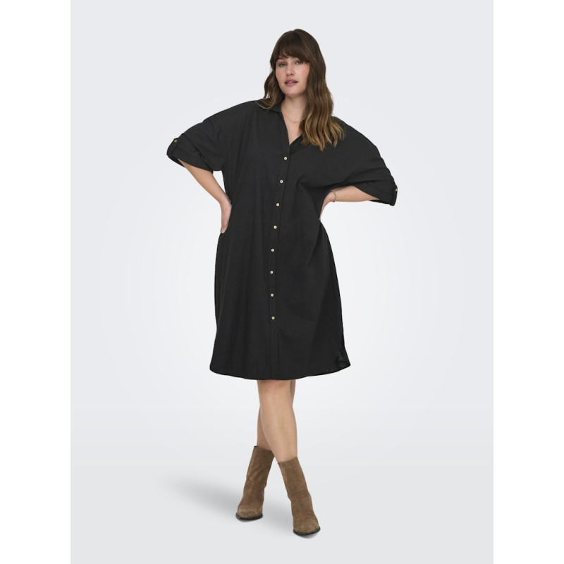 ONLY CARMAKOMA Coco S/S Skjortekjole - Sort