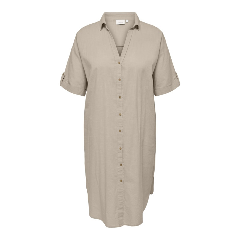 ONLY CARMAKOMA Coco S/S Skjortekjole - Feather Gray