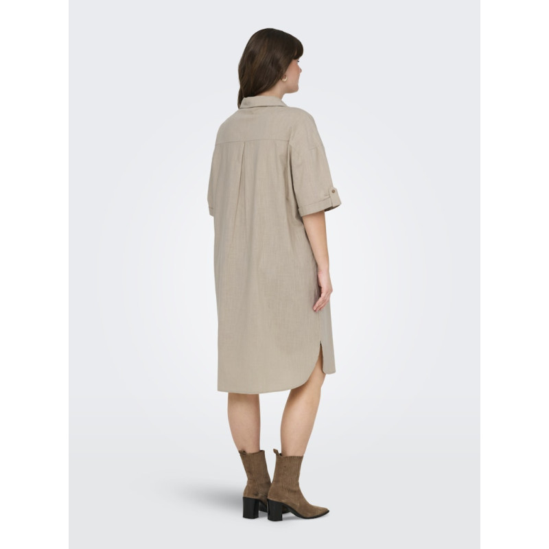 ONLY CARMAKOMA Coco S/S Skjortekjole - Feather Gray