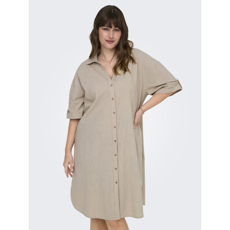 ONLY CARMAKOMA Coco S/S Skjortekjole - Feather Gray