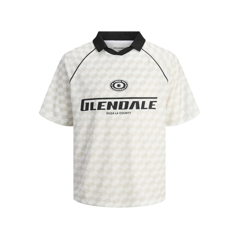 Jack & Jones Mesh Open Collar Polo - Cloud Dancer / Vapour