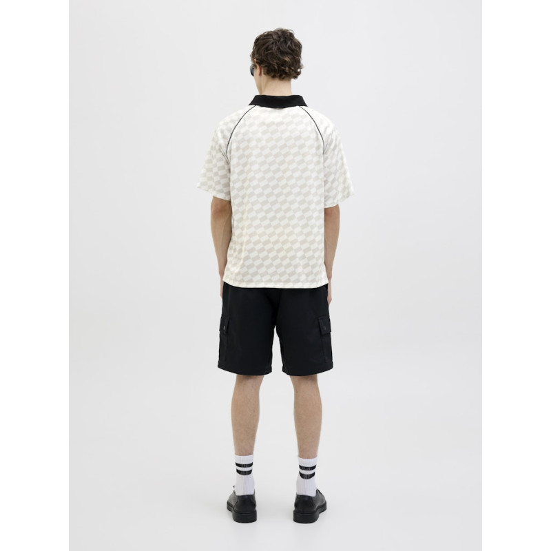 Jack & Jones Mesh Open Collar Polo - Cloud Dancer / Vapour