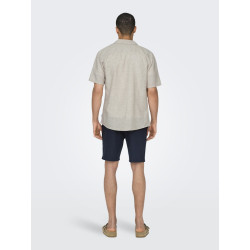 ONLY & SONS Caiden S/S Hør Skjorte - Chinchilla