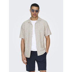 ONLY & SONS Caiden S/S Hør Skjorte - Chinchilla