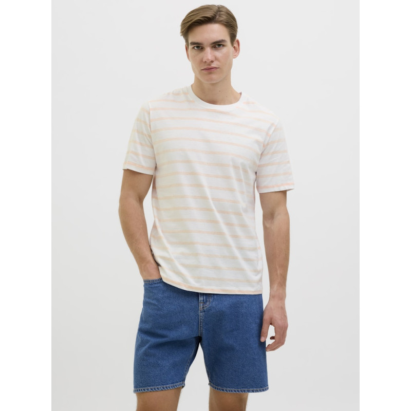 JJ REBEL Pike Stribet T-shirt - Apricot Ice