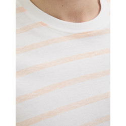 JJ REBEL Pike Stribet T-shirt - Apricot Ice