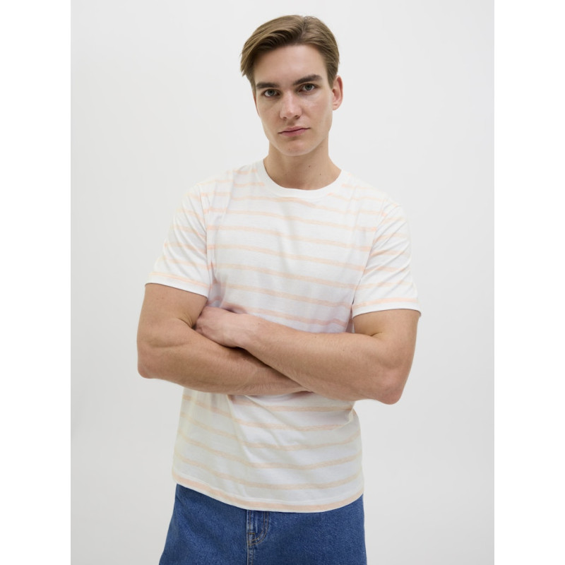 JJ REBEL Pike Stribet T-shirt - Apricot Ice