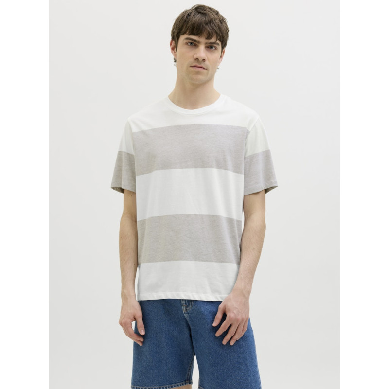 JJ REBEL Pike Stribet T-shirt - Crockery