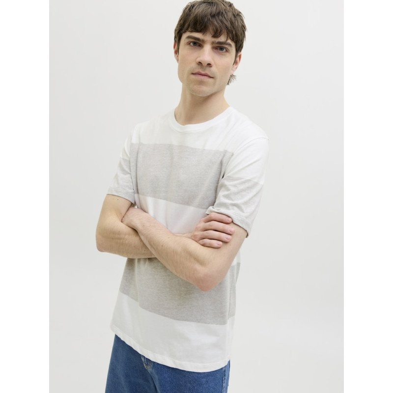 JJ REBEL Pike Stribet T-shirt - Crockery