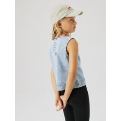 NAME IT KIDS Amelia S/L Denim Top 4070 - Medium Blue Denim