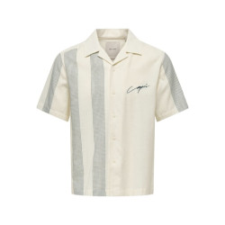 ONLY & SONS Seio Broderet S/S Skjorte - Antique White