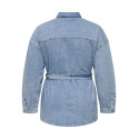 ONLY CARMAKOMA Sophia L/S Denim Jakke Med Bælte - Light Blue Denim