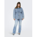 ONLY CARMAKOMA Sophia L/S Denim Jakke Med Bælte - Light Blue Denim