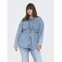 ONLY CARMAKOMA Sophia L/S Denim Jakke Med Bælte - Light Blue Denim