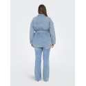 ONLY CARMAKOMA Sophia L/S Denim Jakke Med Bælte - Light Blue Denim