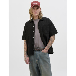 JACK & JONES ORIGINALS Tavira Tekstur Skjorte S/S - Sort