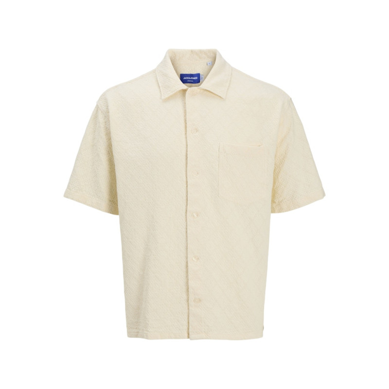 JACK & JONES ORIGINALS Tavira Tekstur Skjorte S/S - Antique White