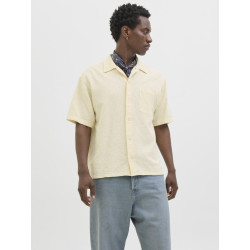 JACK & JONES ORIGINALS Tavira Tekstur Skjorte S/S - Antique White