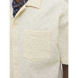 JACK & JONES ORIGINALS Tavira Tekstur Skjorte S/S - Antique White