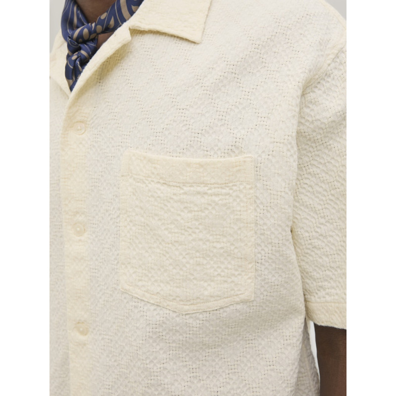 JACK & JONES ORIGINALS Tavira Tekstur Skjorte S/S - Antique White