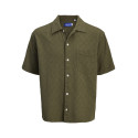 JACK & JONES ORIGINALS Tavira Tekstur Skjorte S/S - Olive Night