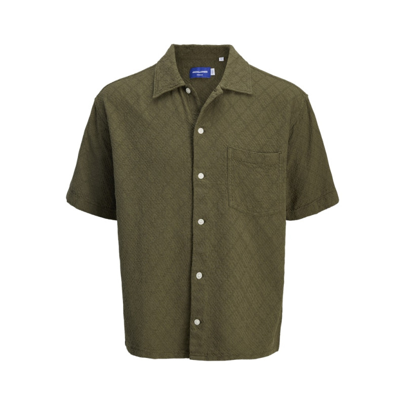 JACK & JONES ORIGINALS Tavira Tekstur Skjorte S/S - Olive Night