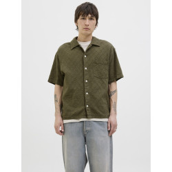 JACK & JONES ORIGINALS Tavira Tekstur Skjorte S/S - Olive Night