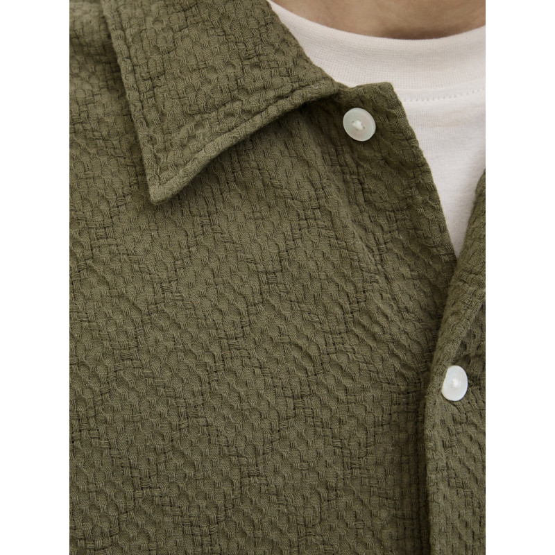 JACK & JONES ORIGINALS Tavira Tekstur Skjorte S/S - Olive Night