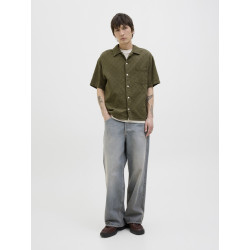 JACK & JONES ORIGINALS Tavira Tekstur Skjorte S/S - Olive Night