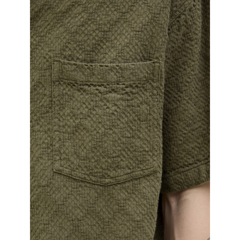 JACK & JONES ORIGINALS Tavira Tekstur Skjorte S/S - Olive Night