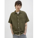 JACK & JONES ORIGINALS Tavira Tekstur Skjorte S/S - Olive Night