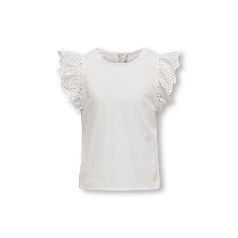 KIDS ONLY Lou S/L Broderet Top - Cloud Dancer