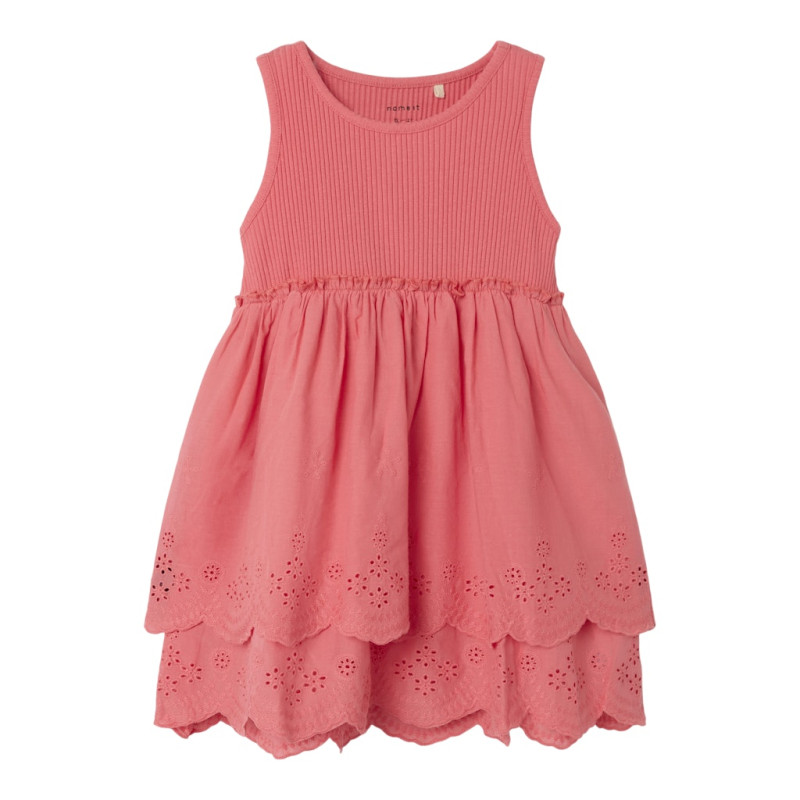 NAME IT MINI Halina S/L Kjole - Spiced Coral