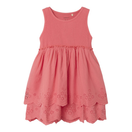 NAME IT MINI Halina S/L Kjole - Spiced Coral