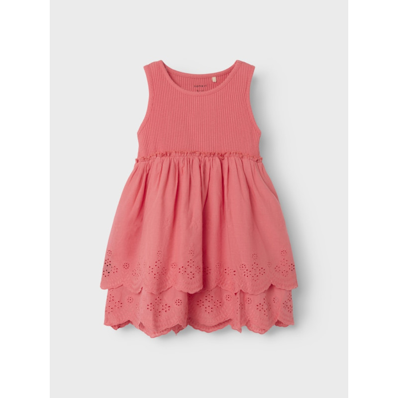 NAME IT MINI Halina S/L Kjole - Spiced Coral