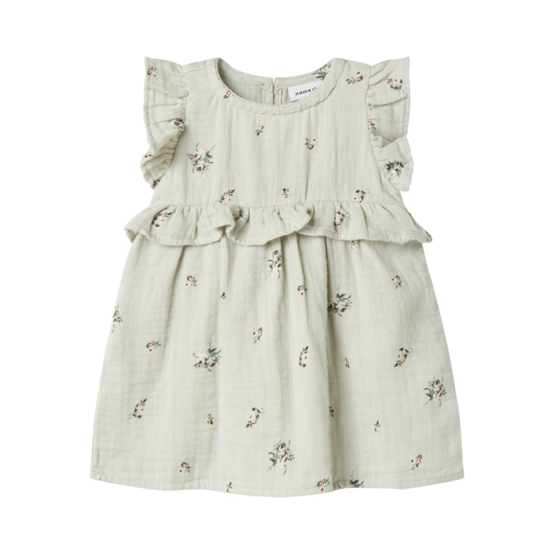 NAME IT BABY Hikka Kjole - Aqua Gray