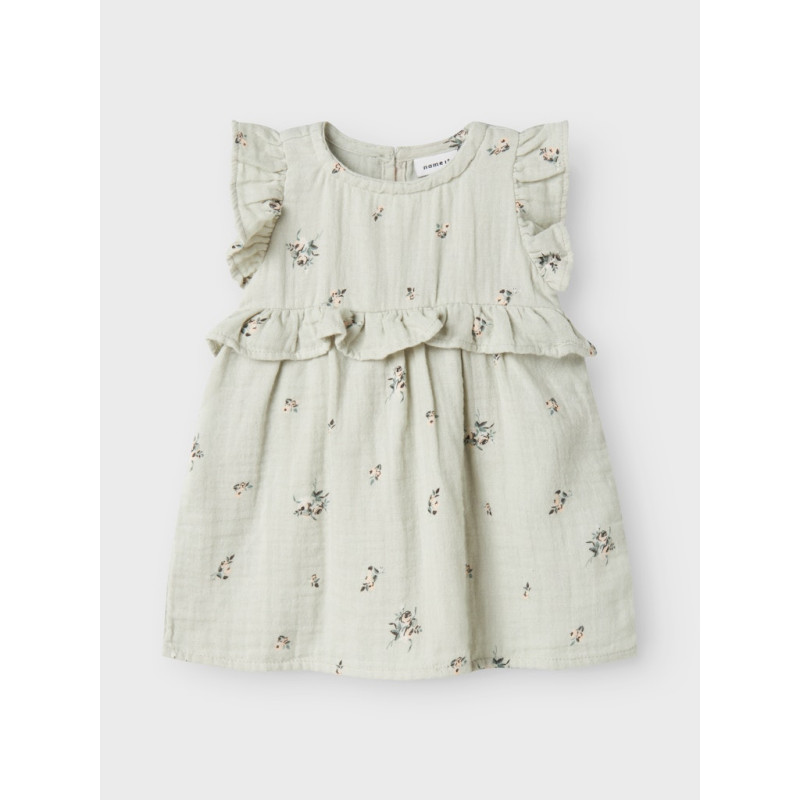 NAME IT BABY Hikka Kjole - Aqua Gray