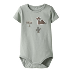 NAME IT BABY Juke S/S Bodystocking - Aqua Gray