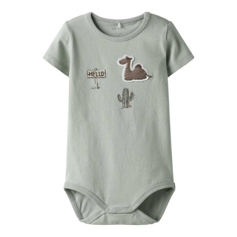 NAME IT BABY Juke S/S Bodystocking - Aqua Gray