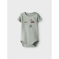 NAME IT BABY Juke S/S Bodystocking - Aqua Gray