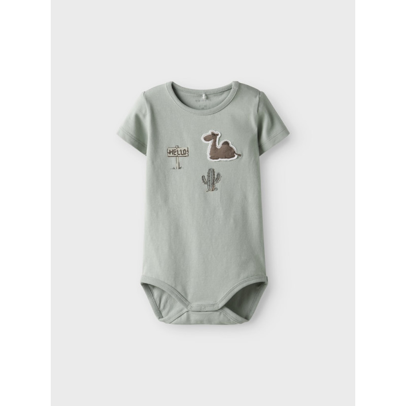 NAME IT BABY Juke S/S Bodystocking - Aqua Gray