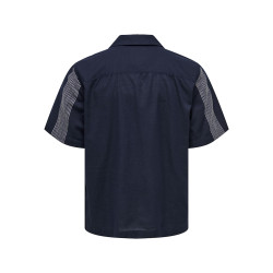 ONLY & SONS Seio Broderet S/S Skjorte - Dark Sapphire