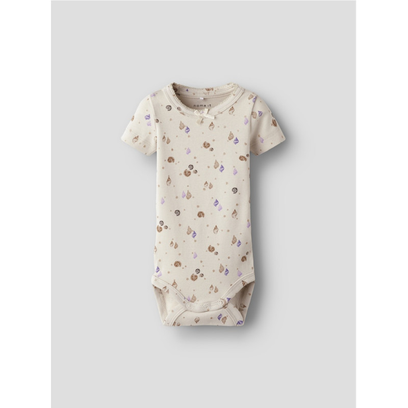 NAME IT BABY Hiline S/S Bodystocking - Sandshell