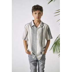 ONLY & SONS JUNIOR Caiden S/S Hør Skjorte - Cloud Dancer / Dress Blue