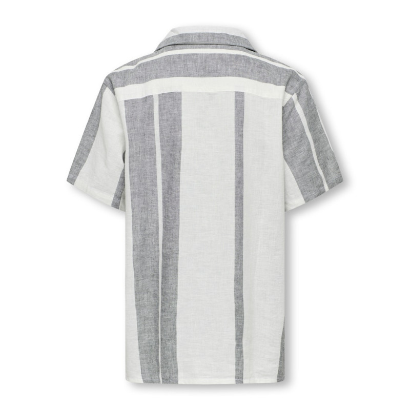 ONLY & SONS JUNIOR Caiden S/S Hør Skjorte - Cloud Dancer / Dress Blue