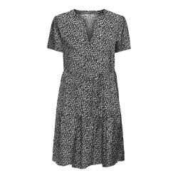 ONLY Zally S/S Thea Kjole - Sort / White Leafs
