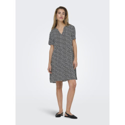 ONLY Zally S/S Thea Kjole - Sort / White Leafs