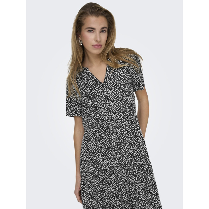 ONLY Zally S/S Thea Kjole - Sort / White Leafs